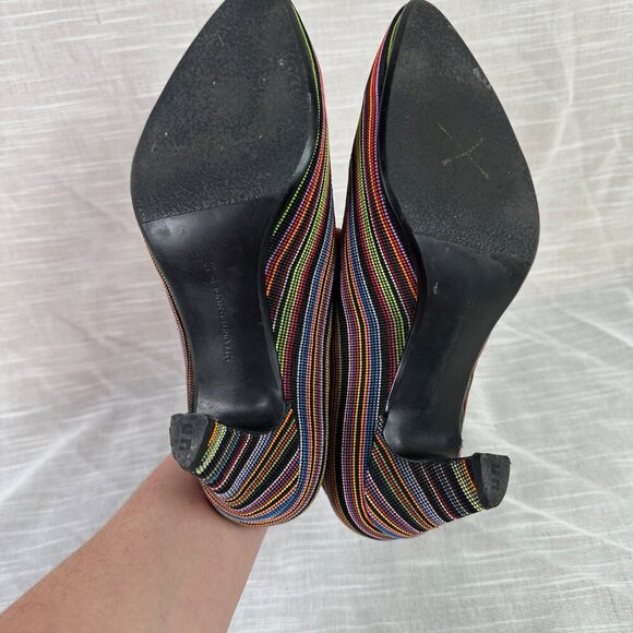 UNITED NUDE Fold Mid Ankle Boot Size 39 US 8.5 Mod Avant Garde Rainbow Striped - Picture 6 of 7